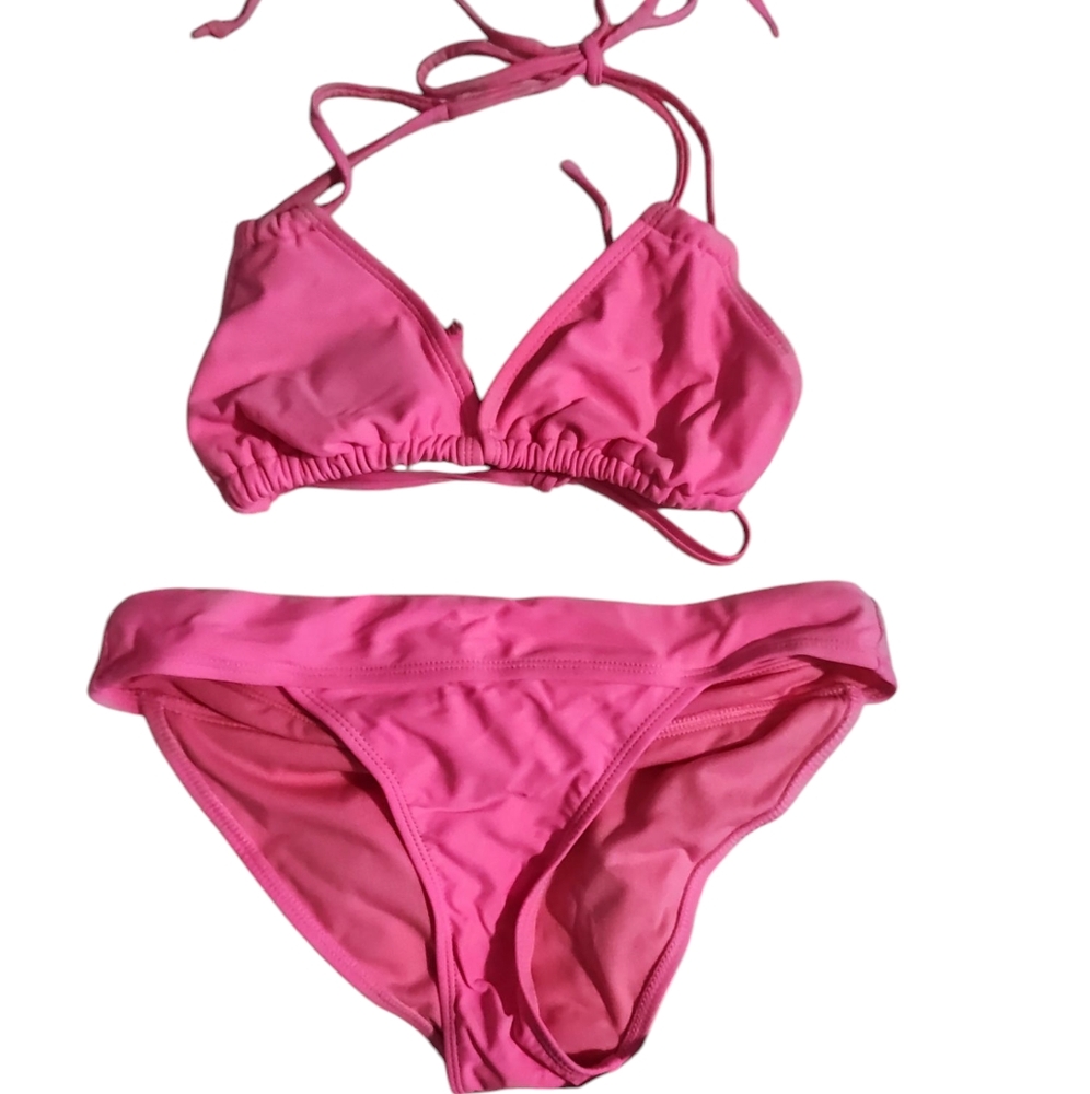 No Boundaries Women's Pink Two Piece Triangle Bikini Size Medium